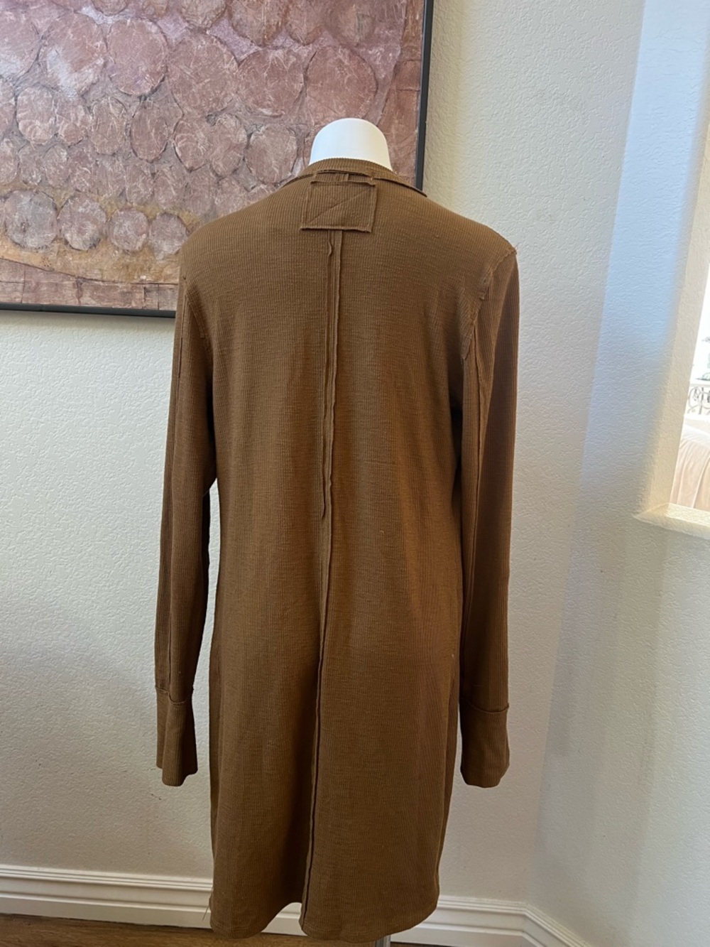 We Button-Front Ribbed Long Cardigan in Brown - Picture 9 of 10
